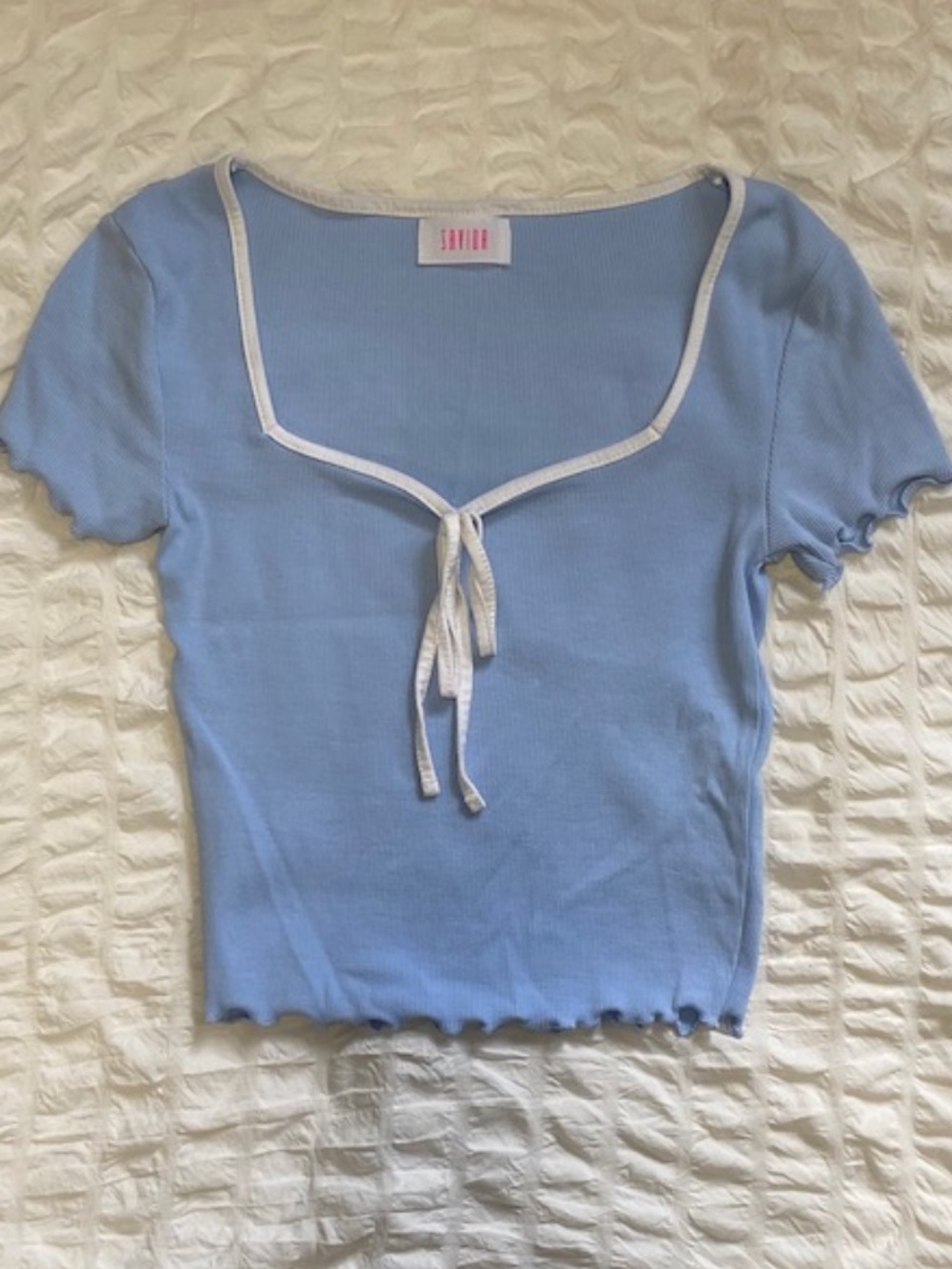 Savida Baby Blue Shirt with White Bow - Size Medium (Eur 40)